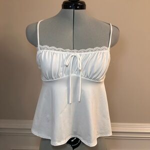 White Lace Trim Tank Top